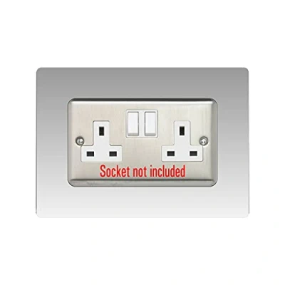 Image of Double Socket Surround, Square Acrylic Back Panel Finger Plate, Decorative Frame for Neat and Tidy Finish, Font Colour:Clear