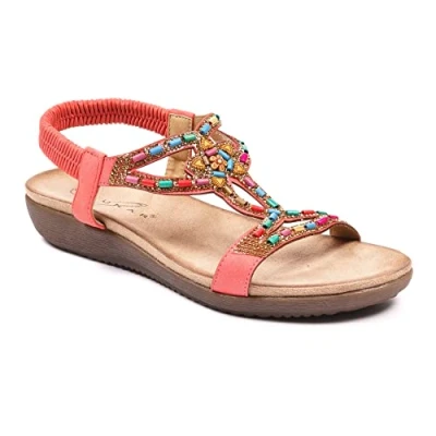 Image of Ladies Mariella Elasticated Slingback Sandals 7 UK Orange