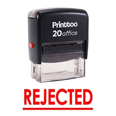 Image of Printtoo Rubber Stamp Office Stationary Rejected Self Inking Custom Red