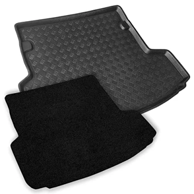 Image of To Fit A4 Avant ESTATE 2015+ Tailored PVC Boot Liner/Mat/Tray + Black Anti Slip Carpet Insert