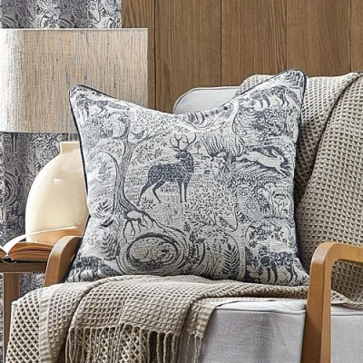 Image of furn. Winter Woods Animal Chenille Cushion Cover, Midnight