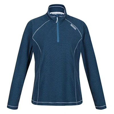 Image of Regatta Womens Montes Lightweight Half Zip Mini Stripe Micro Fleece, Ice Blue/White, UK 16