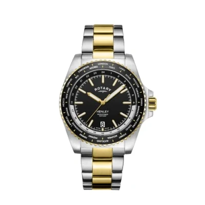 Image of Rotary World Timer Men&#039;s Two Tone Watch GB05371/04