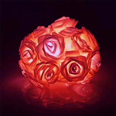Image of 2M 20 LED Battery Operated Rose Flower Fairy String Lights Wedding Room Garden Christmas Decoration (Red)