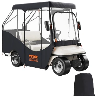 Image of VEVOR Golf Cart Enclosure, 420D Polyester Driving Enclosure with 4 Sided Transparent Windows, Passenger Club Car Covers Universal Fits for Most Brand Carts, Sunproof and Dustproof Outdoor Cover
