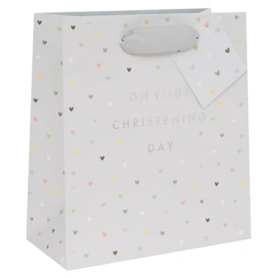 Image of Glick Luxury Gift Bag, Christening Medium Celebration 200x225x100mm, Unisex, White