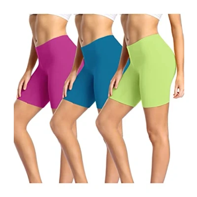 Image of wirarpa Anti Chafing Shorts Women Cotton Cycling Ladies Chub Rub Boxer Leggings for Under Dress Skirt 3 Pack Purple Blue Green Size L