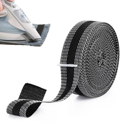 Image of TuseRxln Wonder Web Hemming Tape for Trousers, 1 Set 10M Iron On Extra Strong Invisible Adhesion Tools Curtains Sewing Pants Dress Jeans Trousers Skirts Clothes (Black, 2.5CM Wide)