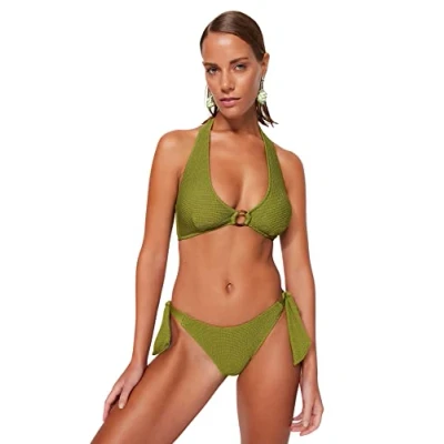 Image of Trendyol Women&#039;s Woman Waist Normal Trotter Bikini Bottom Swimwear, Green, 10
