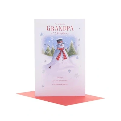 Image of UK Greetings Christmas Card for Grandpa Snowman Design