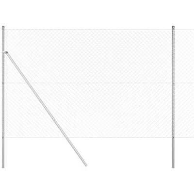 Image of vidaXL Chain Link Fence with 7 Posts 1.5x10 m Galvanised Steel