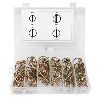 Image of 50pcs Lynch Pin Heavy Duty Steel Hitch Clips Tractor Fastener Assortment Kit for Farm Tractors Trailer