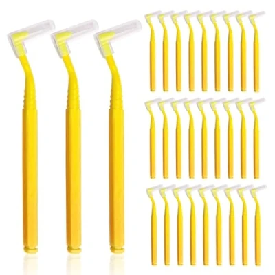 Image of SKHAOVS 30 Pieces L Shaped Interdental Brushes,Floss Sticks Dental with Non Slip Handle, Oral Hygiene Floss Brush Flossing,Dental Brushes for Between Teeth and Gums Tooth Cleaning Tool (30 PCS)