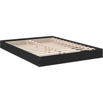 Image of vidaXL Bed Frame without Mattress Black 140x200 cm Engineered Wood