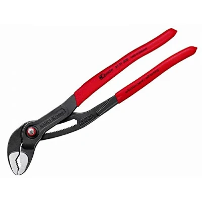 Image of Knipex Cobra® QuickSet High Tech Water Pump Pliers grey atramentized, with non slip plastic coating 300 mm (self service card/blister) 87 21 SB