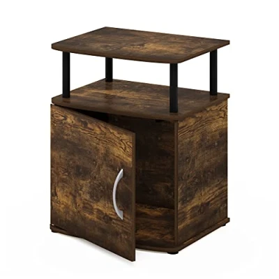 Image of Furinno Utility Design End, Side Table, Nightstand, Engineered Wood, Amber Pine/Black, 1 Pack