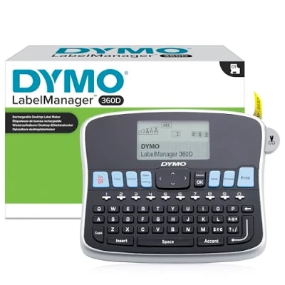 Image of DYMO Desktop Label Maker LabelManager 360D Rechargeable Hand Held Maker, Easy to Use, One Touch Smart Keys, QWERTY Keyboard, Large Display, for Home &amp; Office Organisation
