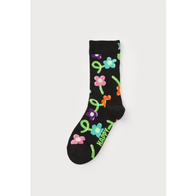 Image of Happy Socks Balloon Flower Unisex Socks, Size: 7.5 11.5, Black