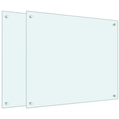 Image of vidaXL Kitchen Backsplashes 2 pcs White 70x60 cm Tempered Glass
