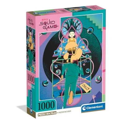 Image of Clementoni Jigsaw Puzzle Collection Squid Game 2, 1000 Pieces Compact Box, Poster Included, For Adults 14 99 Years, Gift Men/Women, Made In Italy, 39900