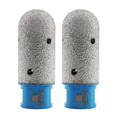 Image of Diamond Finger Milling Bits BRSCHNITT 2pcs 1&quot; Dry Core Drill Bit for Enlarging Shaping Existing Holes of Porcelain,Hard Ceramic,Granite,Marble Hole Saw with M14 Thread (25mm) Blue