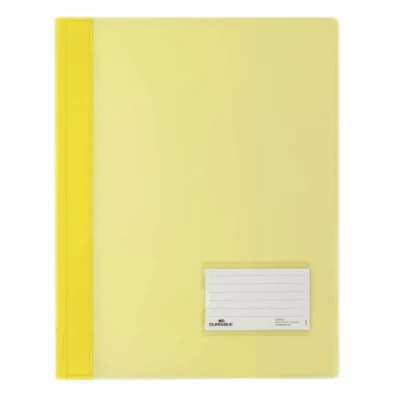Image of Durable DURALUX A4 Document Folder Yellow Made From PVC Extra Wide For Filing Punched Pockets Pack of 25