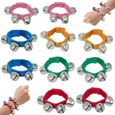 Image of 10Pcs Baby Bells, Multicolor Musical Rhythm Toys,Nylon Band Wrist Bell Ankle Bells Foot Instrument for Kids Adult Best Holiday Birthday Party Gifts