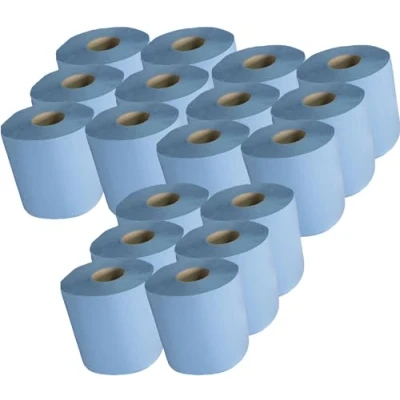 Image of mynutri Blue Rolls 2ply Embossed Center Feed Hygiene, Commercial/Kitchen Use Paper Hand Towel (Pack of 18)