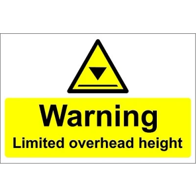 Image of Warning Limited Overhead Height Safety sign 3mm Aluminium 300mm x 200mm