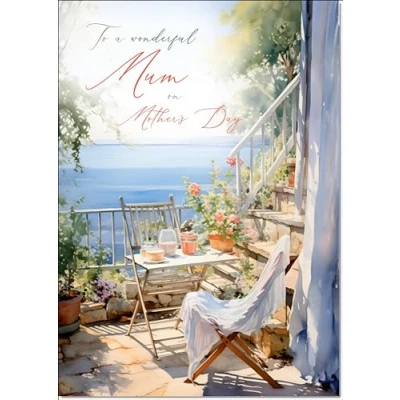 Image of doodlecards Mum Mothers Day Card Amalfi Coast Medium Size with Plain Envelope