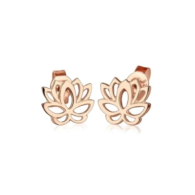 Image of Elli Women&#039;s 925 Sterling Silver Gold Plated Xilion Cut Flower Round Earrings
