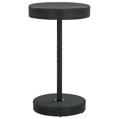 Image of vidaXL Black Poly Rattan Garden Table Modern Outdoor Bar Bistro Tea with UV Protection, Powder Coated Steel Frame, Easy to Clean Surface 60.5 cm Round Top, Patio/Furniture