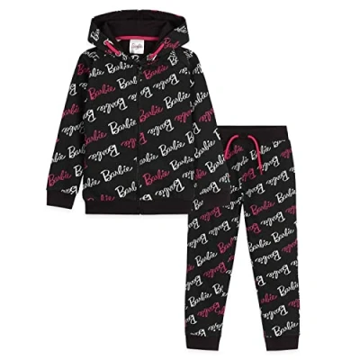 Image of Barbie Clothes for Girls Lounge Wear Pink Hoodie Leggings Set Kids Tracksuit Bottoms Official Merchandise Age 3 14 Gifts Teenage (Black, 4 5 Years)