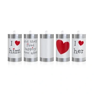 Image of PartyDeco Wedding Cake Tins Pack of 5, 14 x 7 cm, White and Red Elegant Car Decoration Unique Gift Presentation for Special Occasions