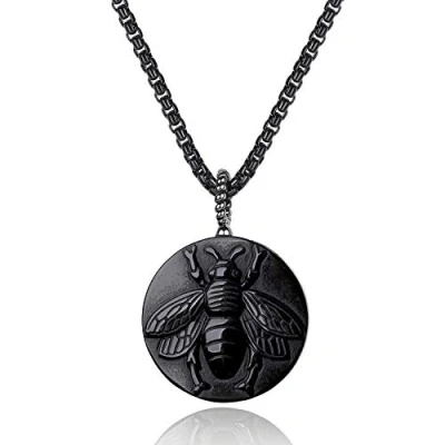 Image of COAI Honey Bee Obsidian Stone Pendant Necklace for Men Women