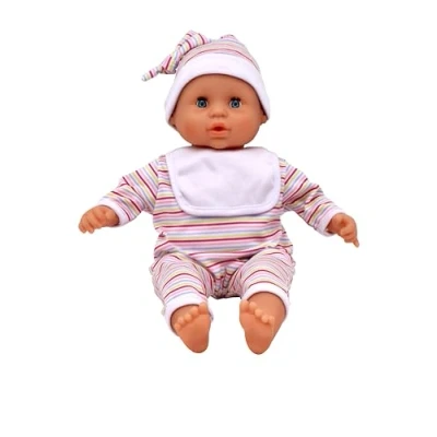 Image of DOLLSWORLD from Peterkin baby Babble doll 38cm (15&quot;) deluxe soft bodied With 16 real sounds! sleeping eyes, outfit and dummy Dolls &amp; Accessories Ages 18m+