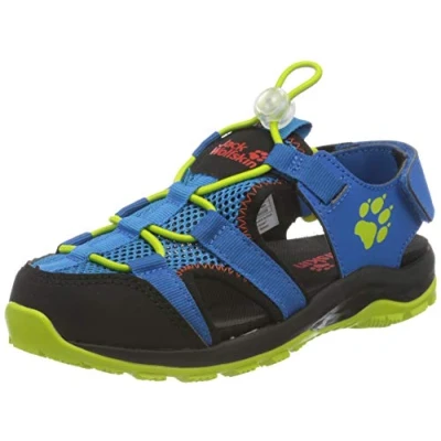 Image of Jack Wolfskin Outdoor Action Sandal K Hiking, Blue (Blue/Lime 1176), 1 UK