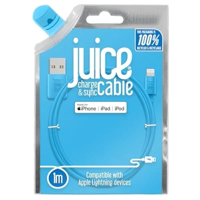 Image of Juice 1m Apple Lightning Cable. USB to iPhone Charger Cable, MFI Certified Long, Durable iPad Cable &amp; (Aqua)