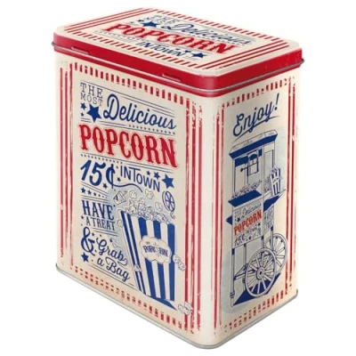Image of Nostalgic Art Retro L Popcorn Storage Container Gift Idea for Diner Fans, Large Tin Coffee 3