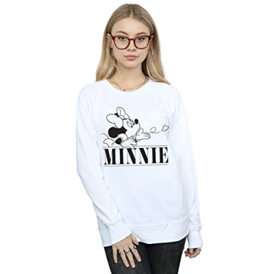 Image of Disney Women&#039;s Minnie Mouse Kiss Sweatshirt White Large