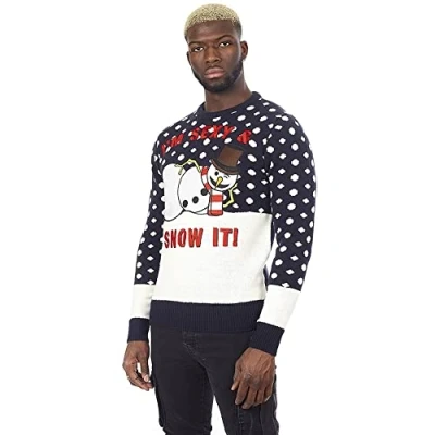 Image of Brave Soul Men&#039;s 248SNOW Pullover Sweater, Navy, S