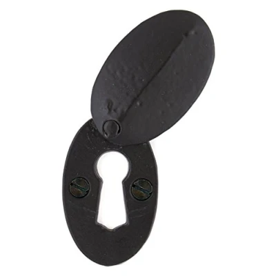 Image of Handmade Oval Escutcheon &amp; Cover 2&quot; x 1 1/8&quot; Traditional Black