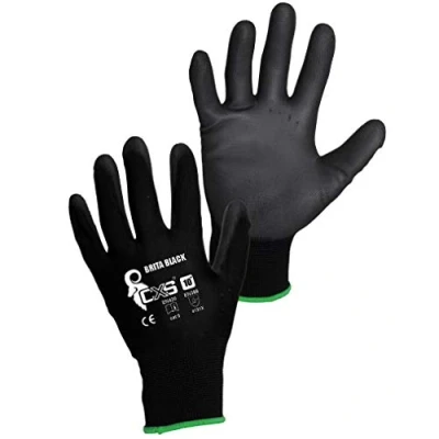 Image of CXS (Pack of 12 Brita work gloves non slip seamless assembly gloves, for automotive industry repair work, car service, DIY (10, black)