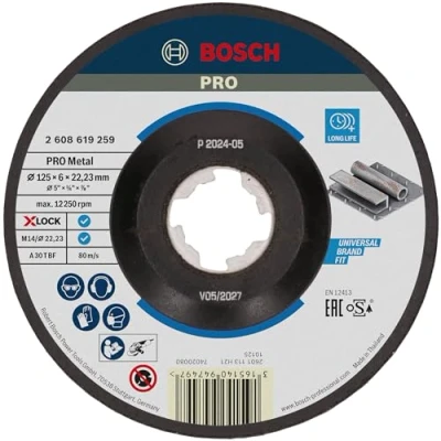 Image of Bosch Professional 1x Grinding Disc Expert for Metal with Depressed Centre (X LOCK, Ø 125 mm, Bore 22.23 Thickness 6 Accessories Angle Grinders)