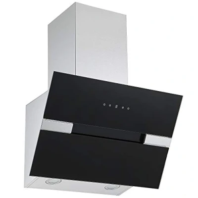 Image of Cookology Elite Black Angled Glass Extractor Fan Designer Chimney Cooker Hood (60cm)