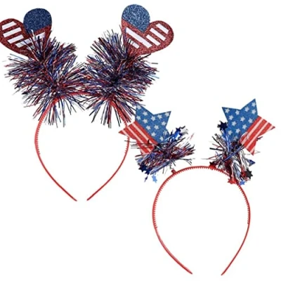 Image of 2pcs Patriotic Headbands American Flag 4th of July Favors Headband for Independence Day Party Decorations
