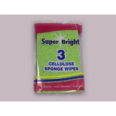 Image of EGL Homecare Pack of 3 Coloured Super Absorbent Cellulose Sponge Wipes Cleaning Washing Up, SU101J 1