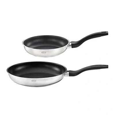 Image of RÖSLE Basic Line Pan Set Diameter 20 cm, 24 cm with ProPlex Non Stick Coating 18/10 Stainless Steel Silver/Black