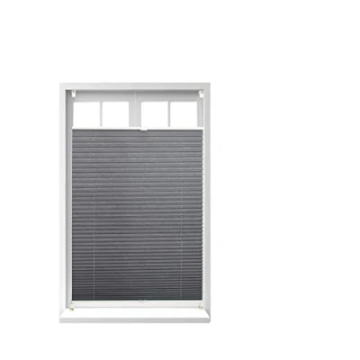 Image of Relaxdays Pleated Blinds, No Drilling, Adhesive Klemmfix, Folding Roller, Transparent, Shades, Grey, 100 x 130 cm