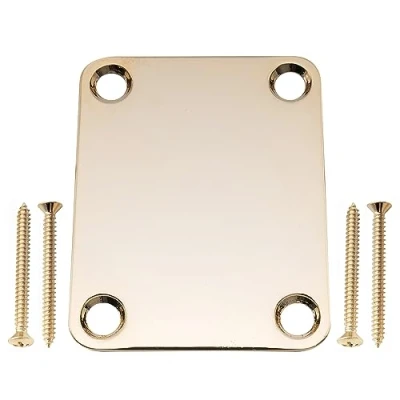 Image of Musiclily Pro 4 Bolt Steel Neck Plate for Stratocaster Telecaster Electric Guitar or Bass, Gold